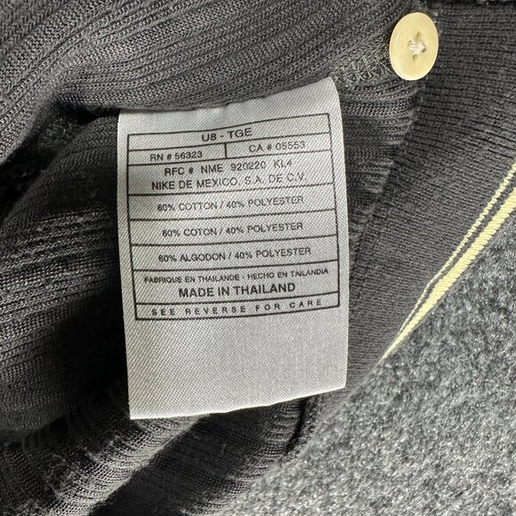 Nike Polo Shirt Mens Large Gray Ribbed Sweater Knit Short Sleeve Buttons Logo - Picture 6 of 11